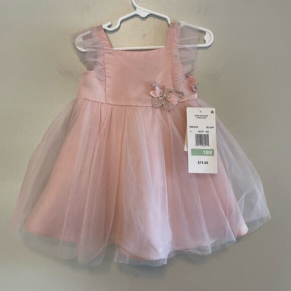 NWT $74 Rare Editions Size 18M Pink Baby Girl Dress - Picture 1 of 9